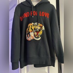 Gucci Black Hoodie with Tiger and Red Text